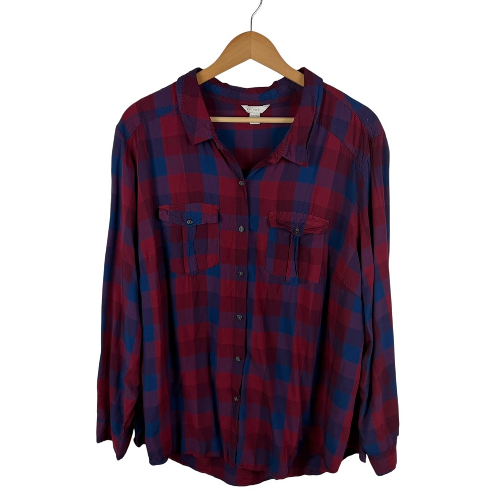 Cato Est 1946 Plaid Button Up Shirt Size 26/28W Lightweight Grunge‎ Relaxed Fall